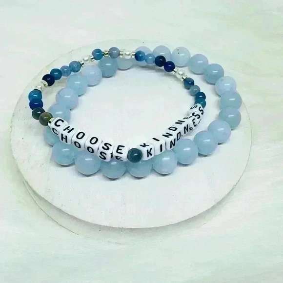 COPY - Choose Kindness Sky Blue Beaded Bracelet Duo - Picture 7 of 7